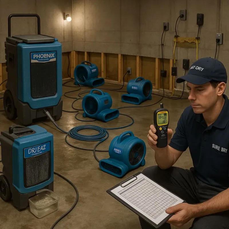 Structural Drying and Dehumidification process in Lochearn, MD